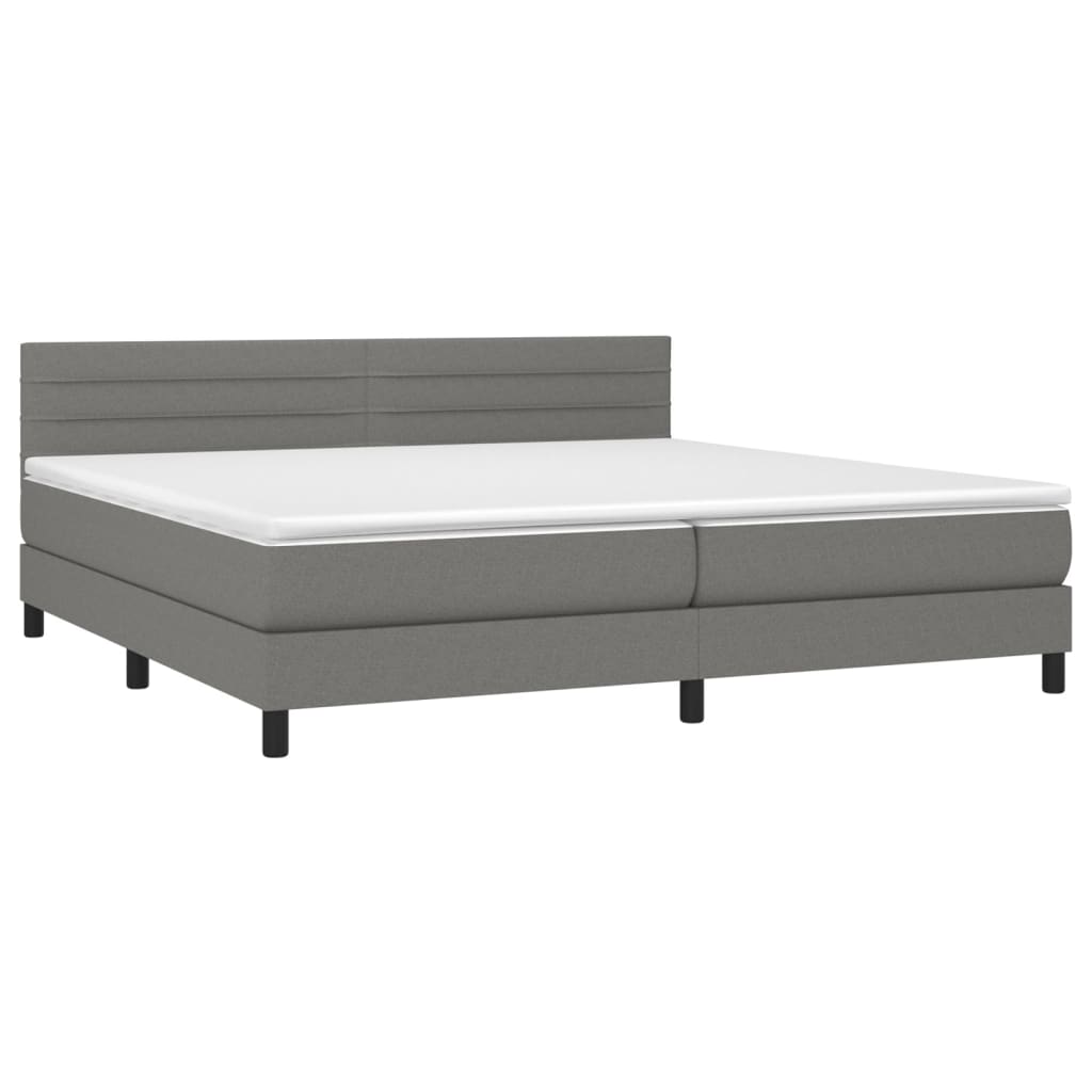 Sommier à lattes de lit avec matelas Gris foncé 200x200cm Tissu - XIOS