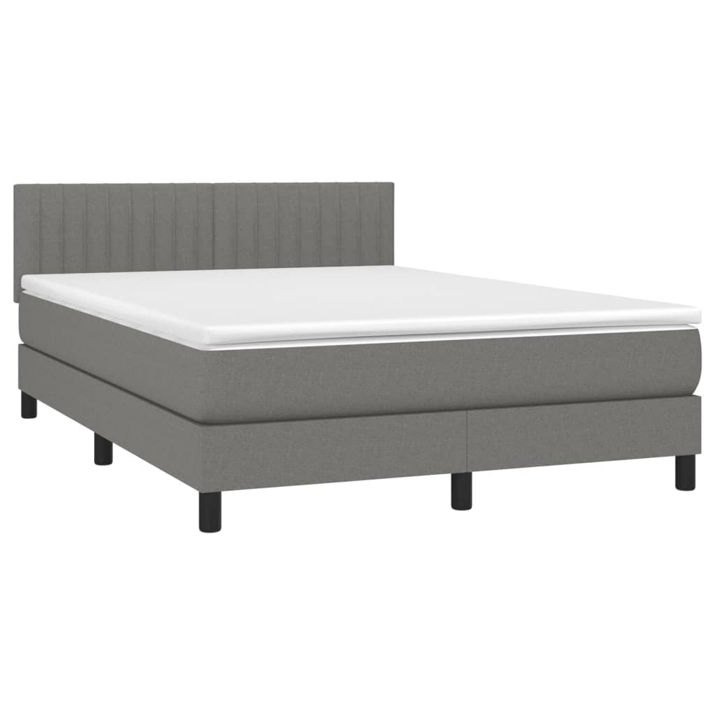 Sommier à lattes de lit avec matelas Gris foncé 140x200cm Tissu - XIOS