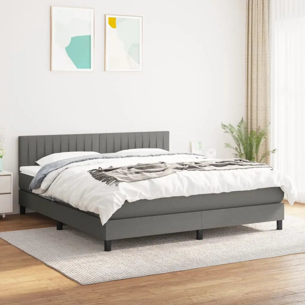 Sommier à lattes de lit avec matelas Gris foncé 160x200cm Tissu - XIOS