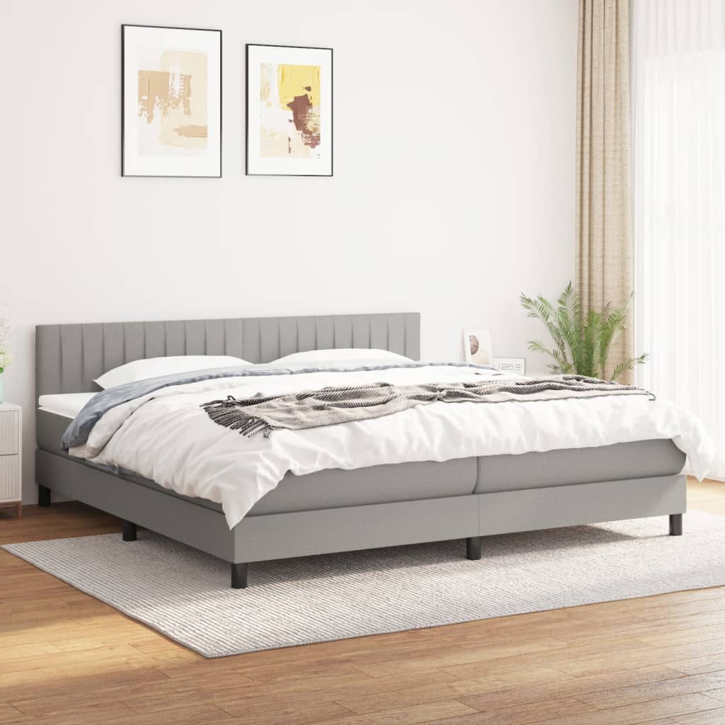 Sommier à lattes de lit avec matelas Gris clair 200x200cm Tissu - XIOS