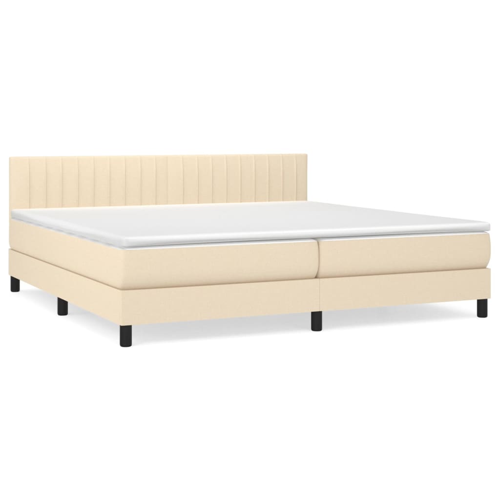 Sommier à lattes de lit avec matelas Crème 200x200 cm Tissu
