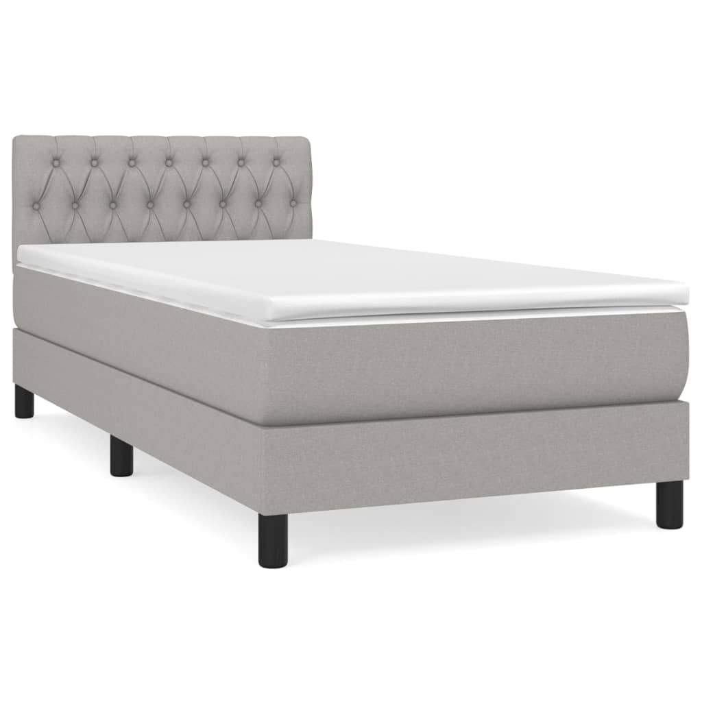 Sommier à lattes de lit et matelas Gris clair 90x190 cm Tissu - XIOS