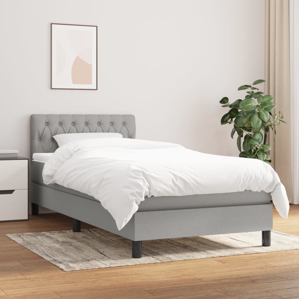 Sommier à lattes de lit et matelas Gris clair 90x190 cm Tissu - XIOS