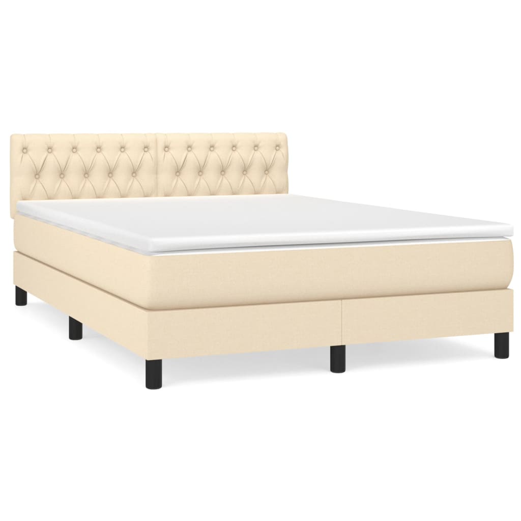 Sommier à lattes de lit avec matelas Crème 140x190 cm Tissu - XIOS