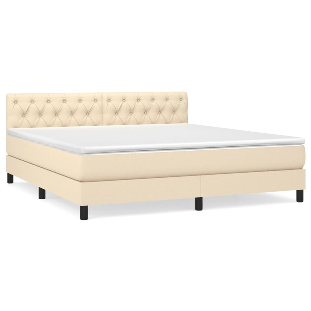Sommier à lattes de lit avec matelas Crème 160x200 cm Tissu - XIOS