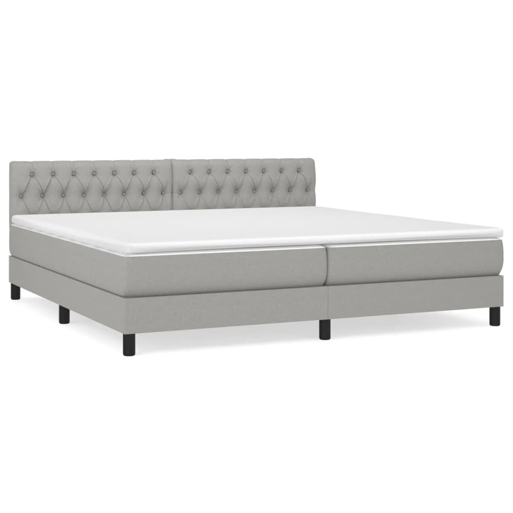 Sommier à lattes de lit avec matelas Gris clair 200x200cm Tissu - XIOS