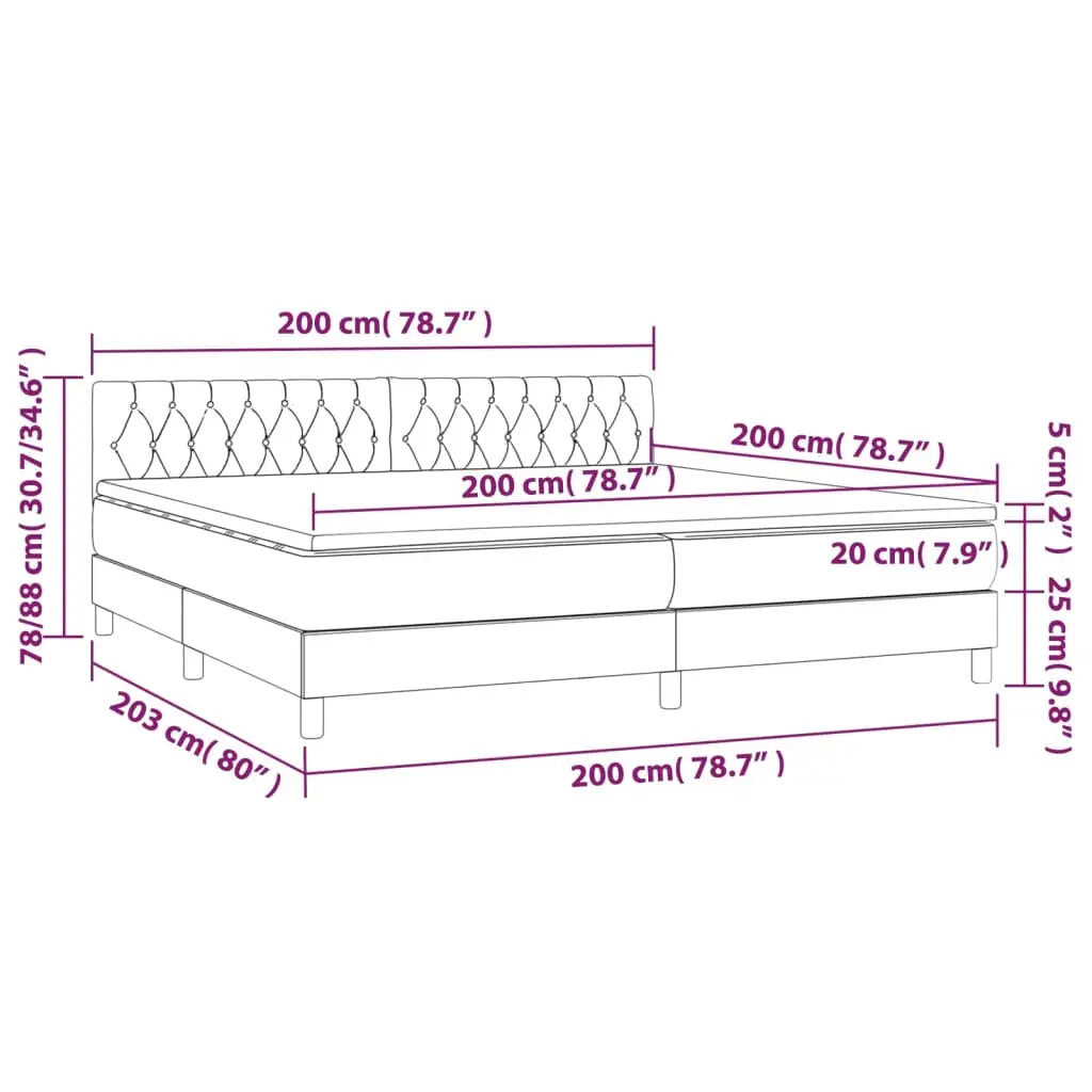 Sommier à lattes de lit avec matelas Crème 200x200 cm Tissu - XIOS