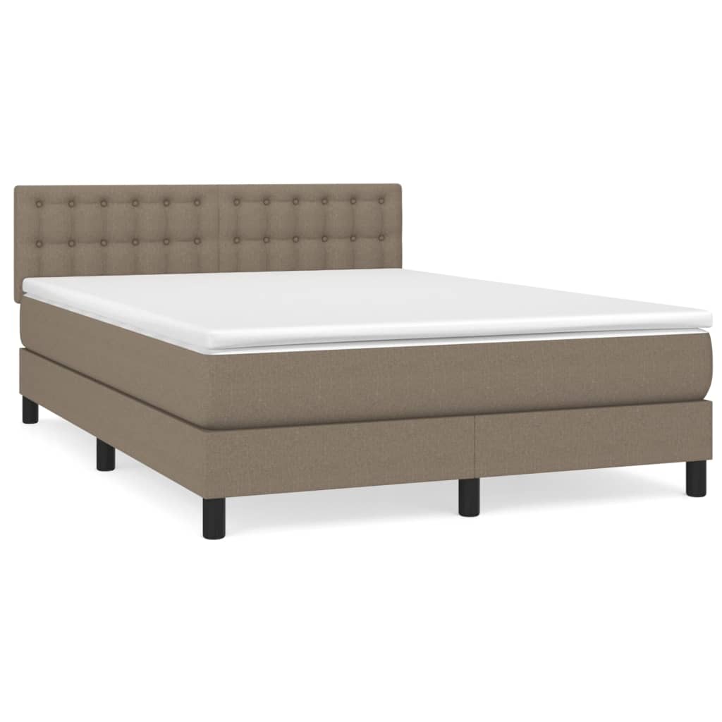 Sommier à lattes de lit avec matelas Taupe 140x190 cm Tissu - XIOS