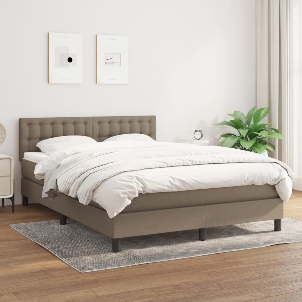 Sommier à lattes de lit avec matelas Taupe 140x190 cm Tissu - XIOS