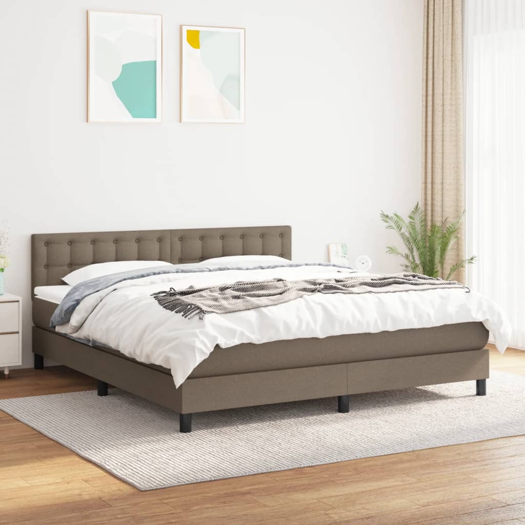Sommier à lattes de lit avec matelas Taupe 180x200 cm Tissu - XIOS