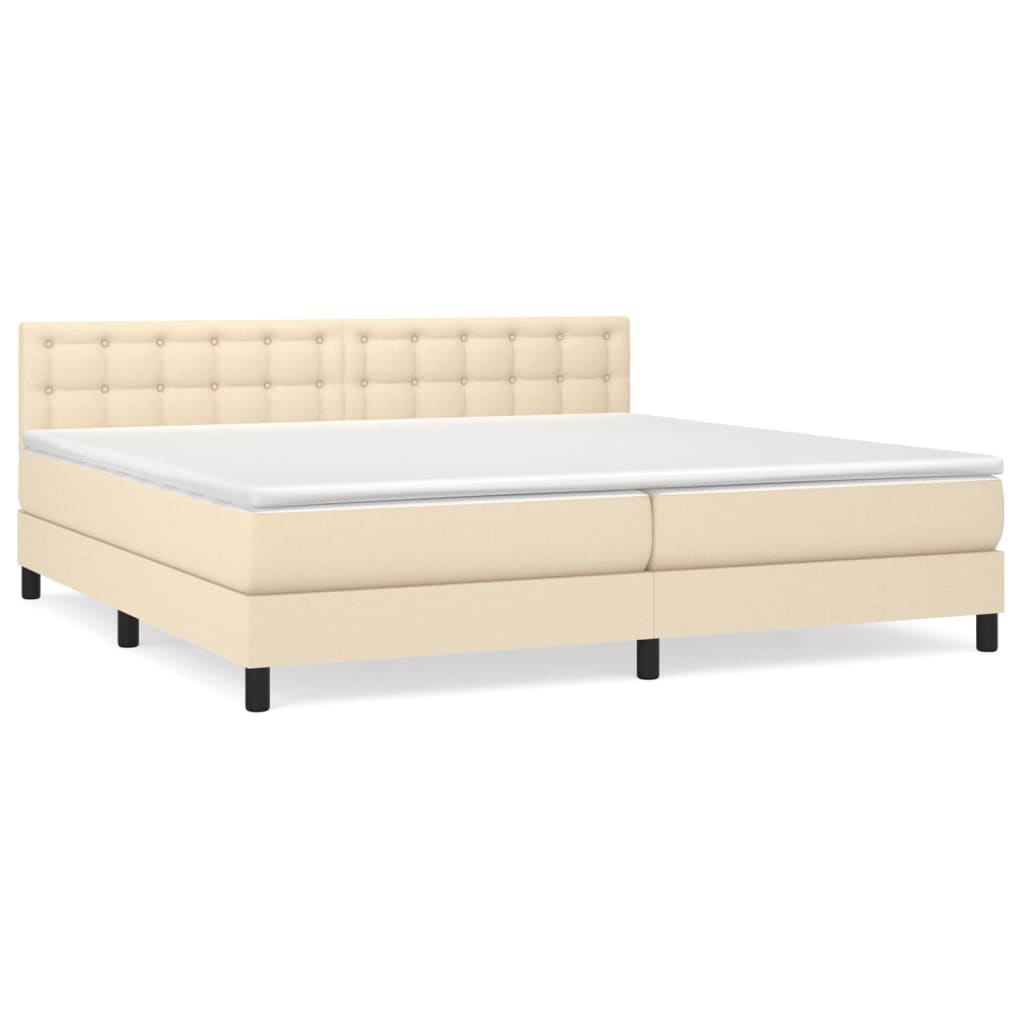 Sommier à lattes de lit avec matelas Crème 200x200 cm Tissu - XIOS