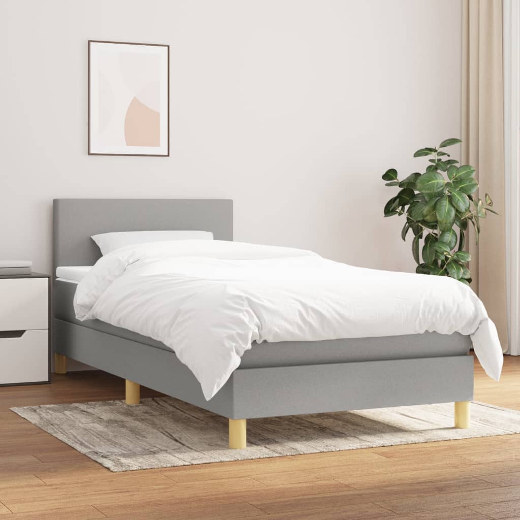 Sommier à lattes de lit avec matelas Gris clair 90x200 cm Tissu - XIOS