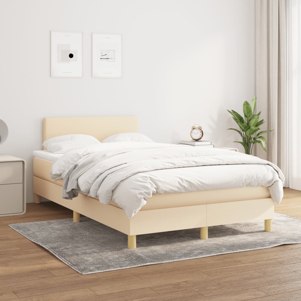 Sommier à lattes de lit avec matelas Crème 120x200 cm Tissu - XIOS