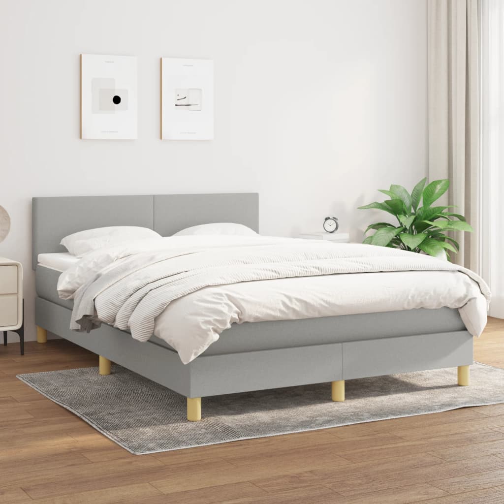 Sommier à lattes de lit avec matelas Gris clair 140x190cm Tissu - XIOS