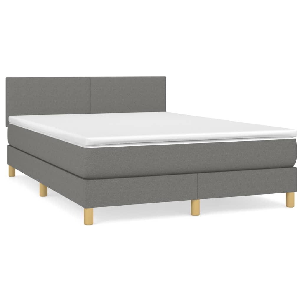Sommier à lattes de lit avec matelas Gris foncé 140x200cm Tissu - XIOS