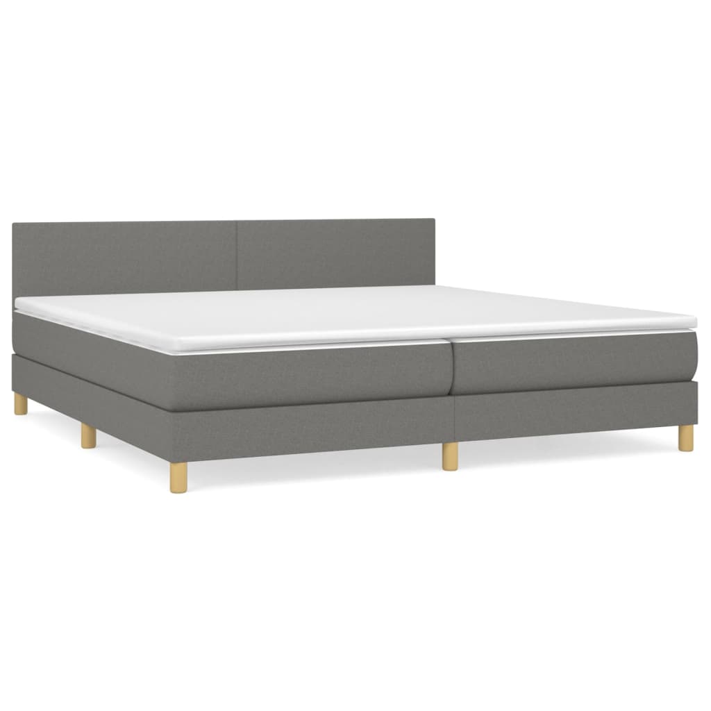 Sommier à lattes de lit avec matelas Gris foncé 200x200cm Tissu - XIOS