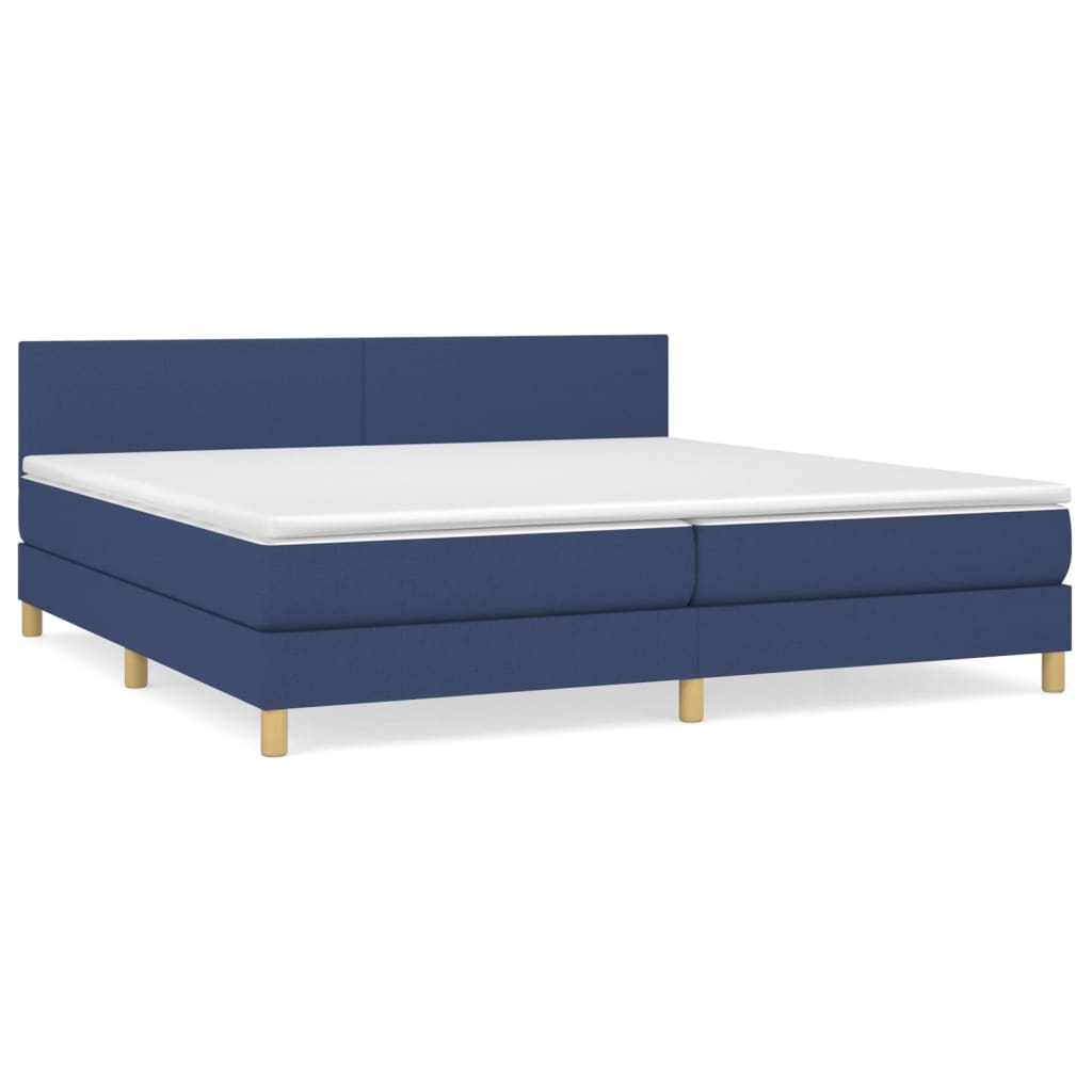 Sommier à lattes de lit avec matelas Bleu 200x200 cm Tissu - XIOS