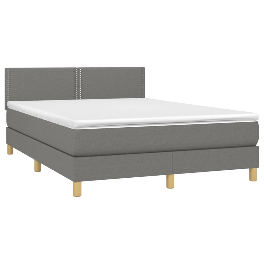 Sommier à lattes de lit avec matelas Gris foncé 140x190cm Tissu - XIOS