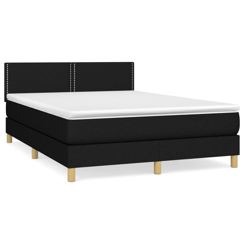 Sommier à lattes de lit avec matelas Noir 140x190 cm Tissu - XIOS