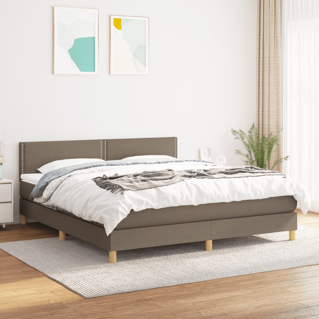 Sommier à lattes de lit avec matelas Taupe 180x200 cm Tissu - XIOS