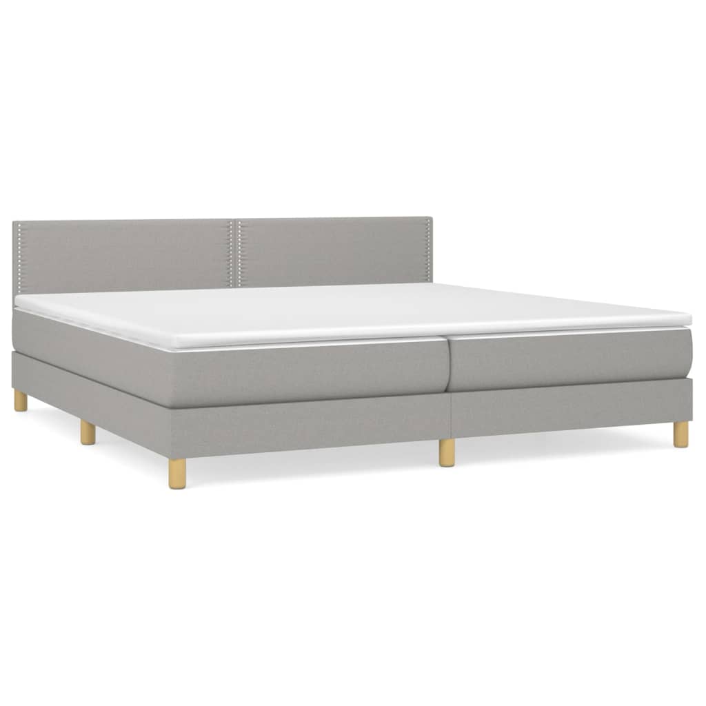 Sommier à lattes de lit avec matelas Gris clair 200x200cm Tissu - XIOS