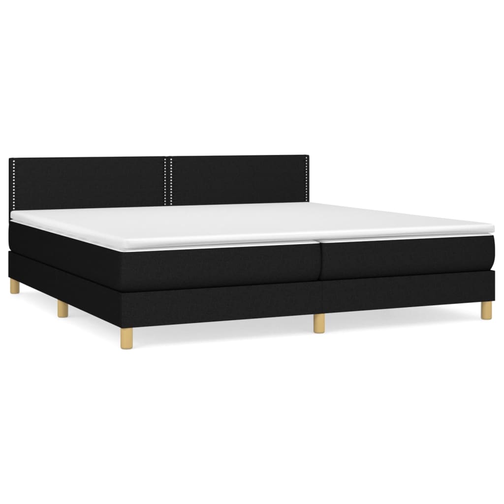 Sommier à lattes de lit avec matelas Noir 200x200 cm Tissu - XIOS