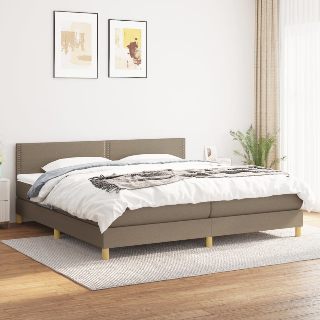 Sommier à lattes de lit avec matelas Taupe 200x200 cm Tissu - XIOS