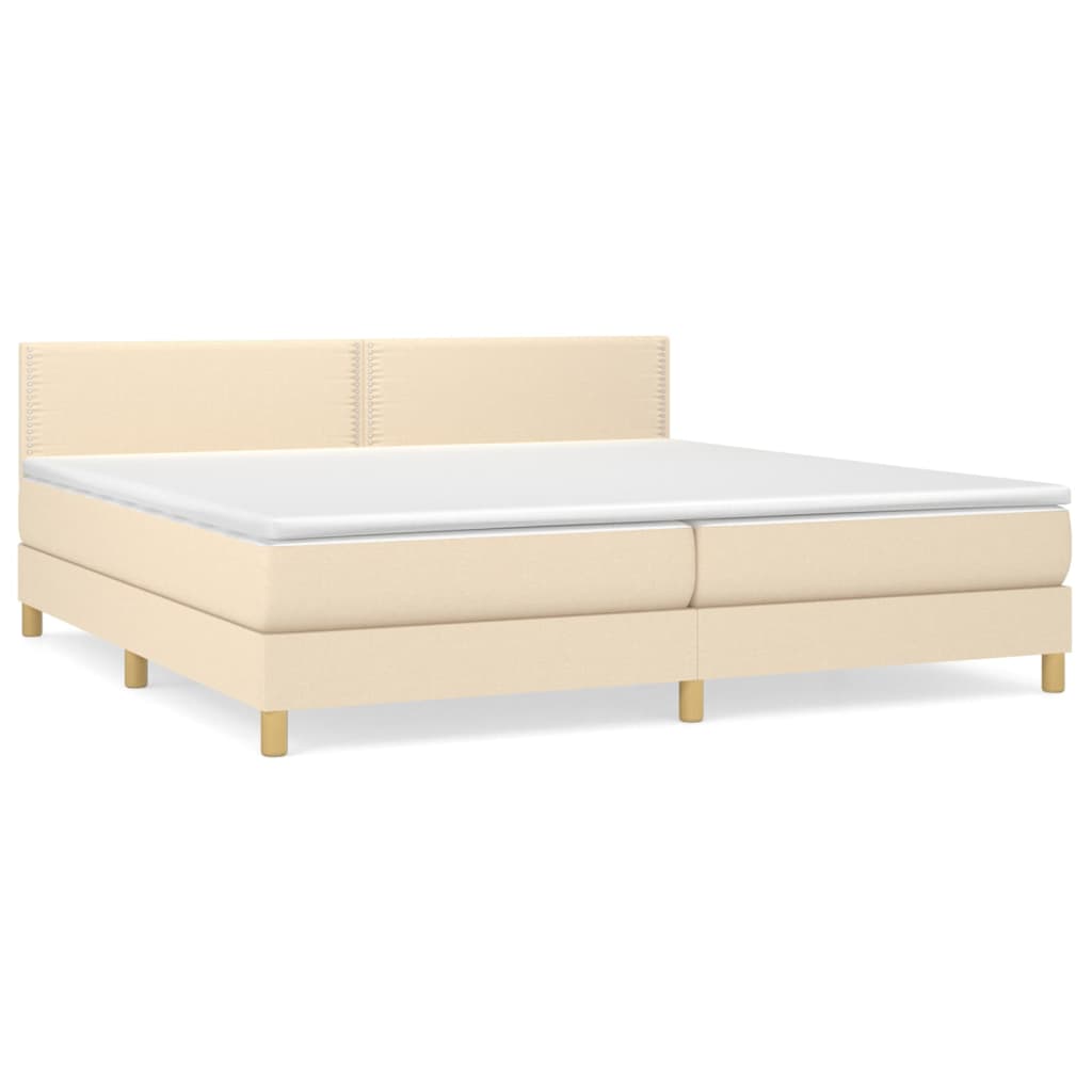 Sommier à lattes de lit avec matelas Crème 200x200 cm Tissu - XIOS