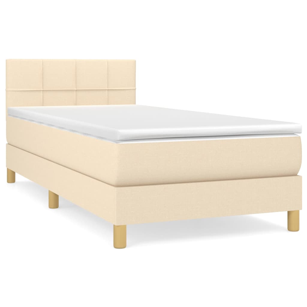 Sommier à lattes de lit et matelas Crème 90x190 cm Tissu - XIOS