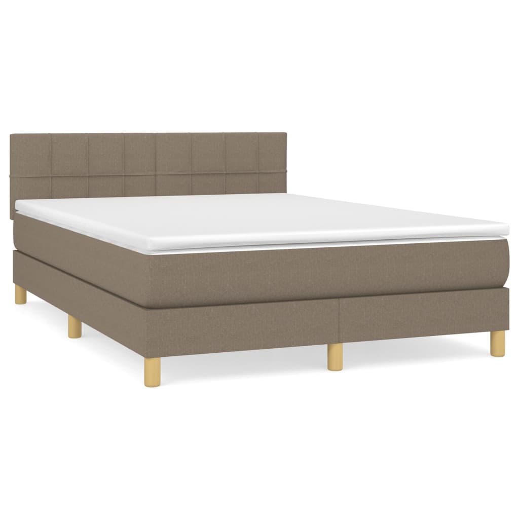 Sommier à lattes de lit avec matelas Taupe 140x190 cm Tissu - XIOS
