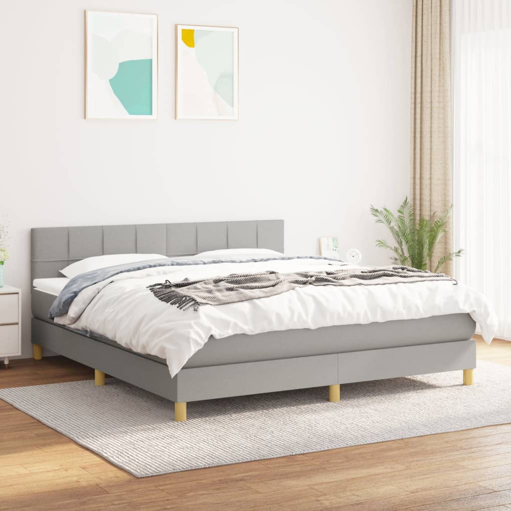 Sommier à lattes de lit avec matelas Gris clair 160x200cm Tissu - XIOS