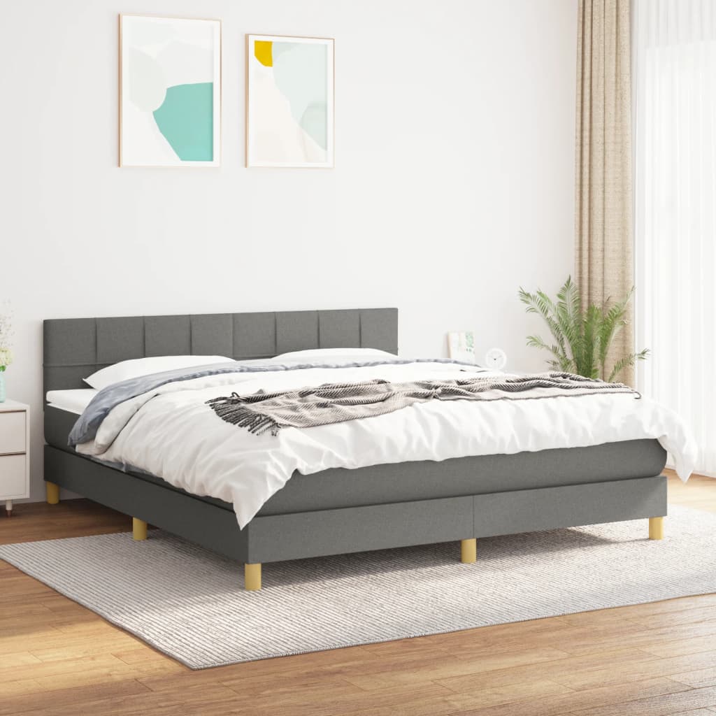 Sommier à lattes de lit avec matelas Gris foncé 160x200cm Tissu - XIOS