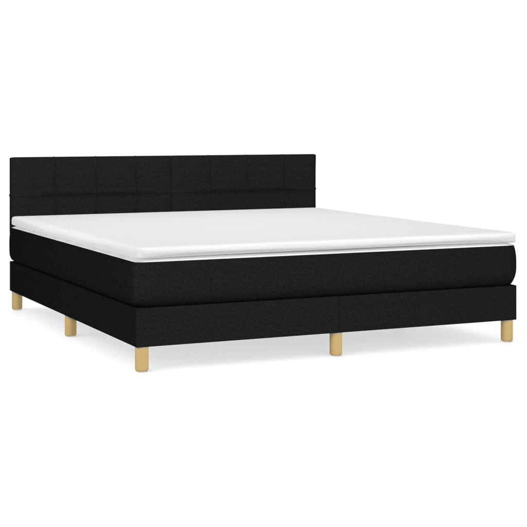Sommier à lattes de lit avec matelas Noir 160x200 cm Tissu - XIOS