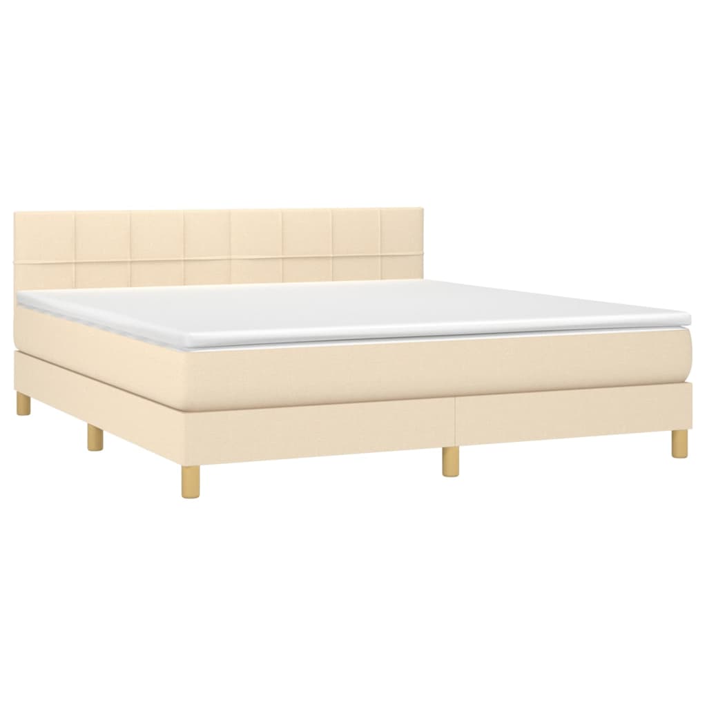 Sommier à lattes de lit avec matelas Crème 160x200 cm Tissu - XIOS