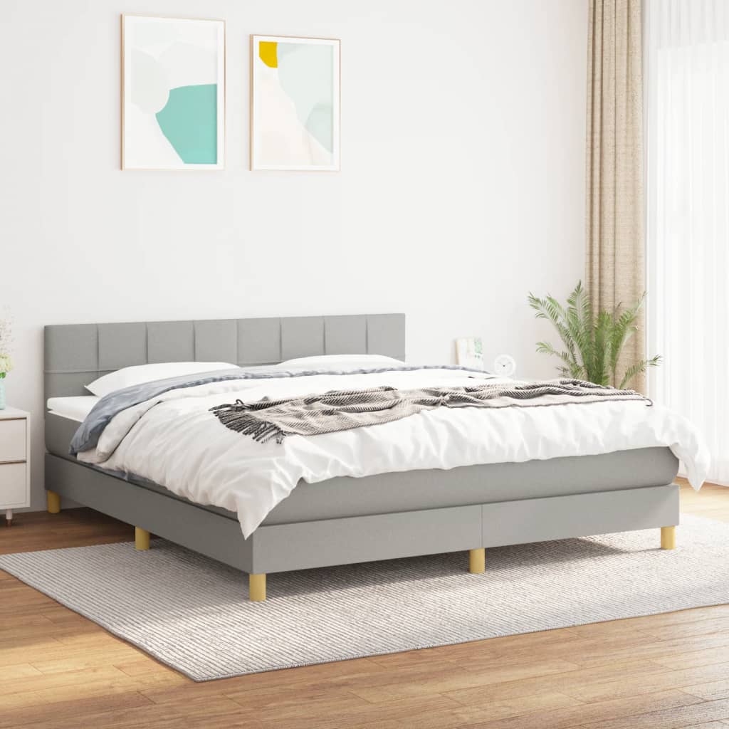 Sommier à lattes de lit avec matelas Gris clair 180x200cm Tissu - XIOS
