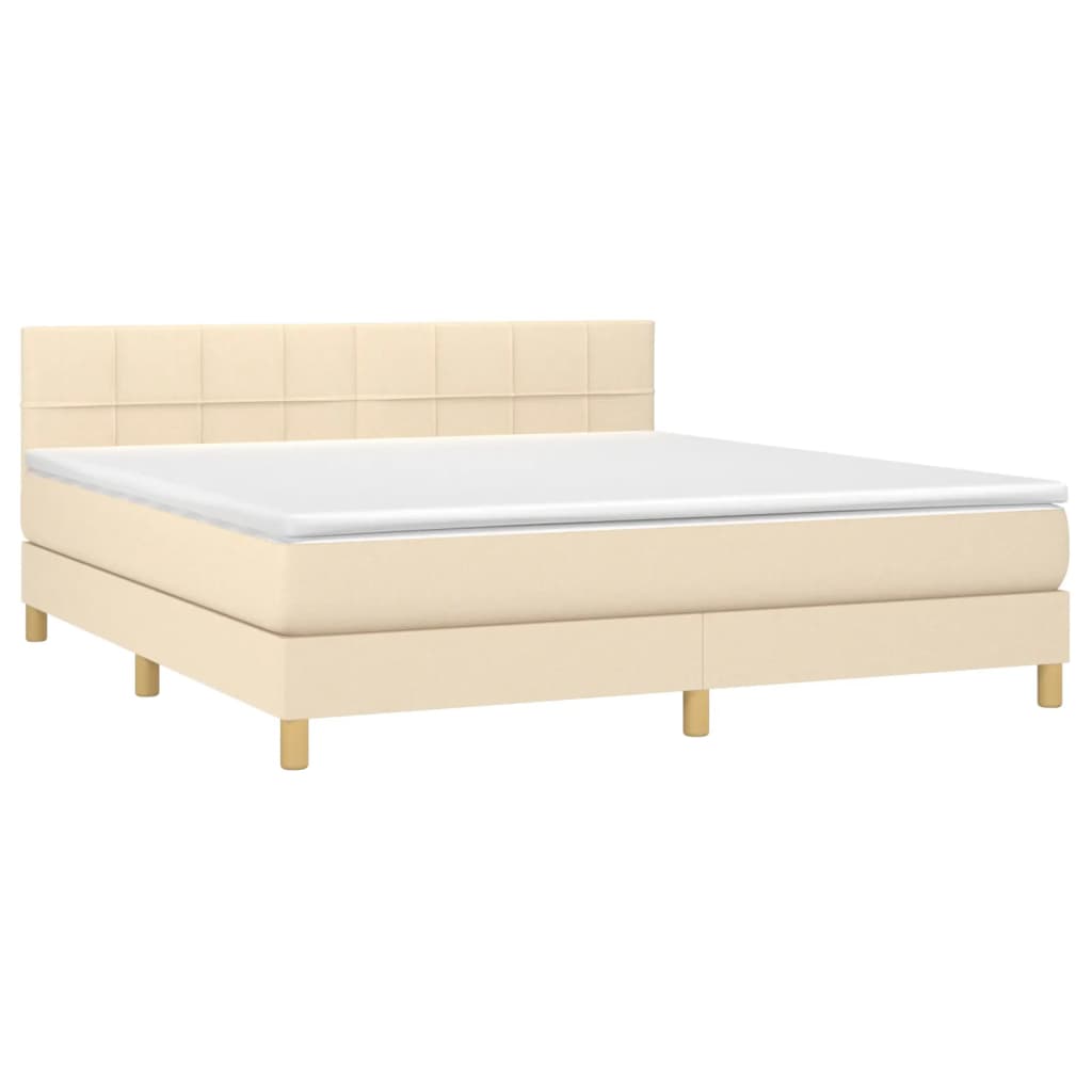 Sommier à lattes de lit avec matelas Crème 180x200 cm Tissu - XIOS