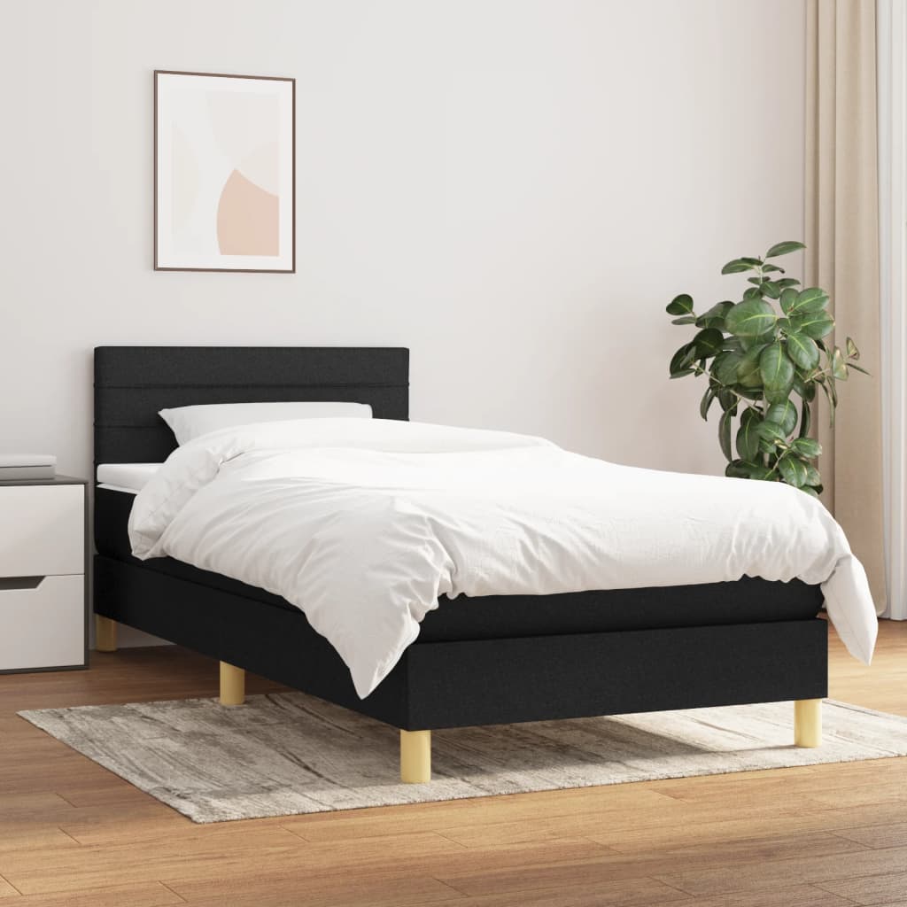 Sommier à lattes de lit et matelas Noir 80x200 cm Tissu - XIOS