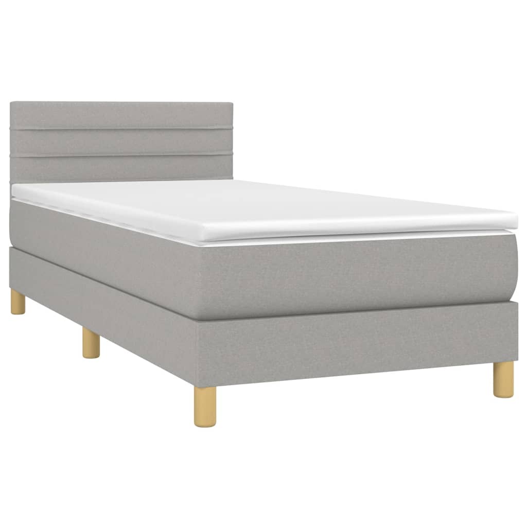 Sommier à lattes de lit et matelas Gris clair 90x190 cm Tissu - XIOS