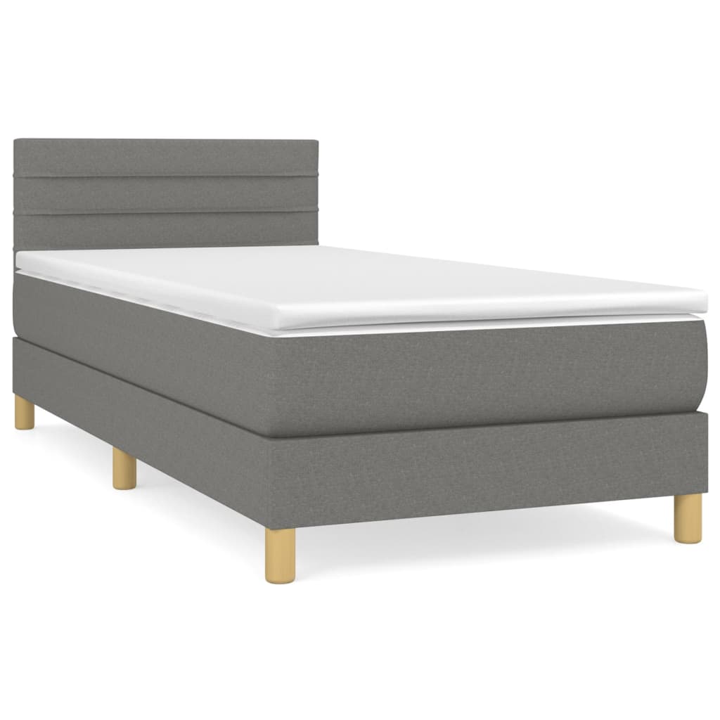 Sommier à lattes de lit avec matelas Gris foncé 90x200 cm Tissu - XIOS