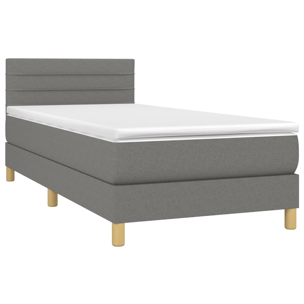 Sommier à lattes de lit avec matelas Gris foncé 90x200 cm Tissu - XIOS