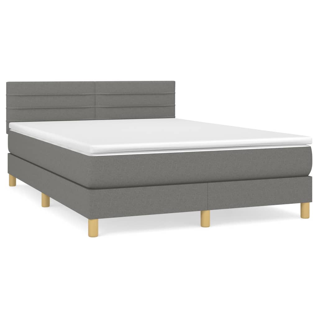 Sommier à lattes de lit avec matelas Gris foncé 140x190cm Tissu - XIOS