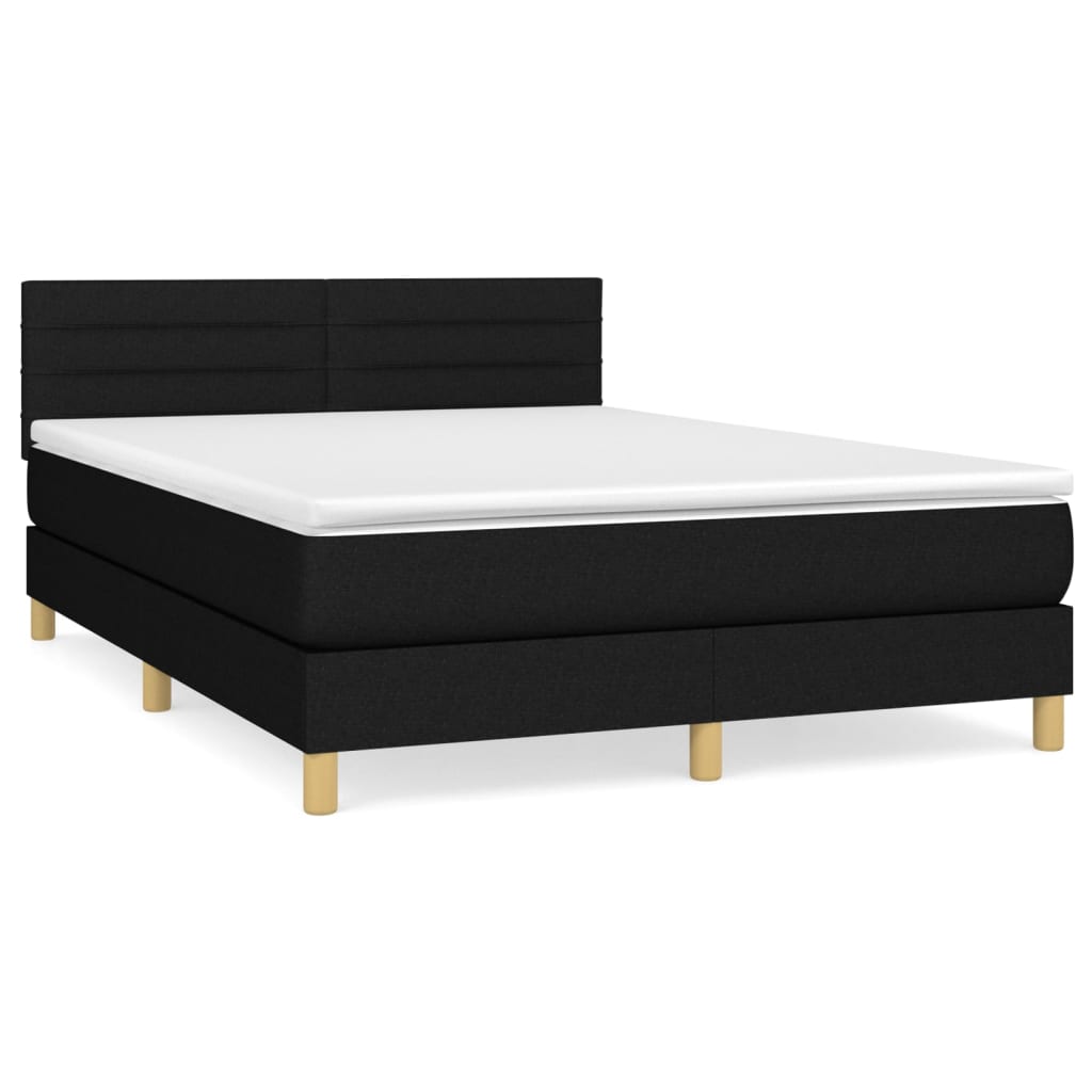Sommier à lattes de lit avec matelas Noir 140x190 cm Tissu - XIOS