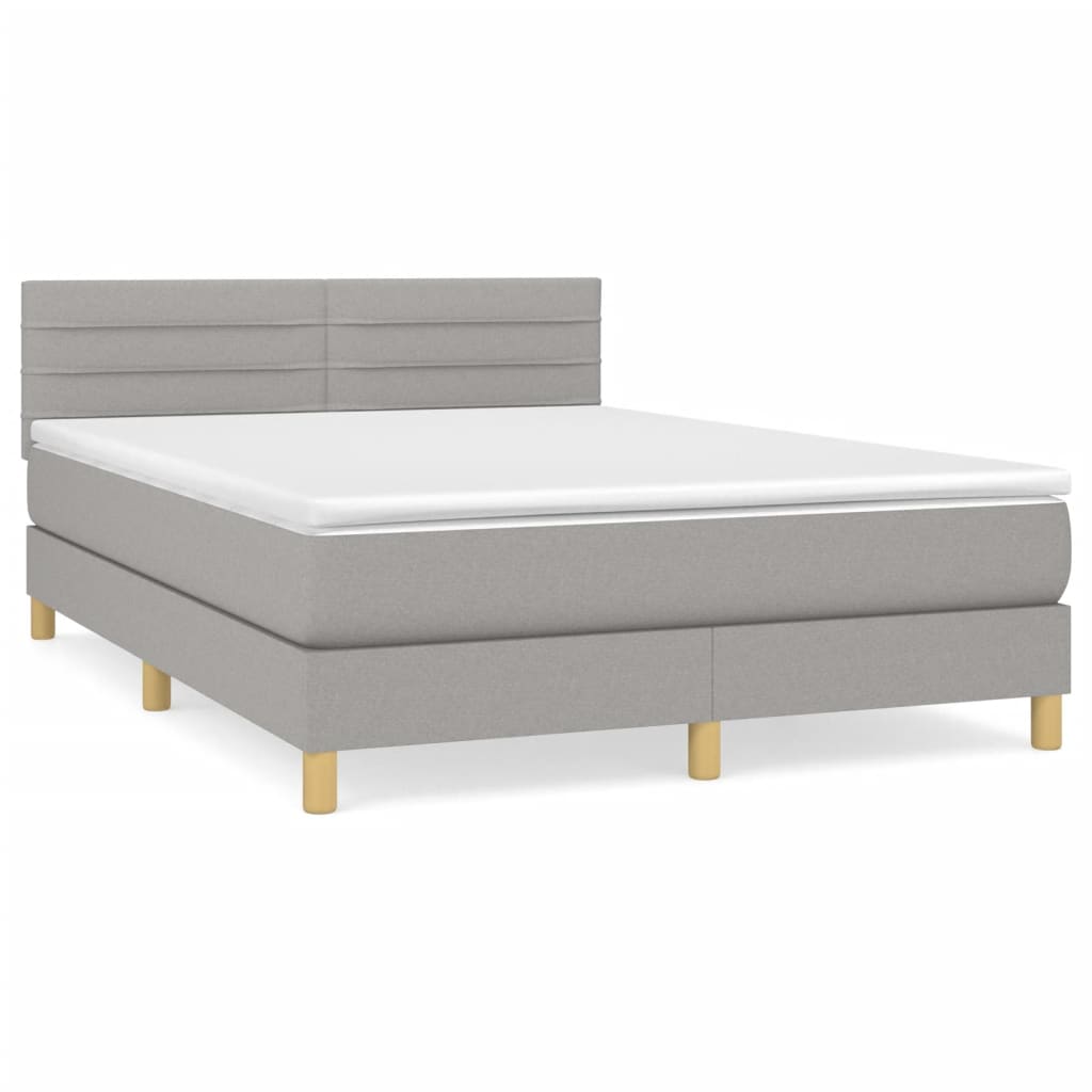 Sommier à lattes de lit avec matelas Gris clair 140x200cm Tissu - XIOS