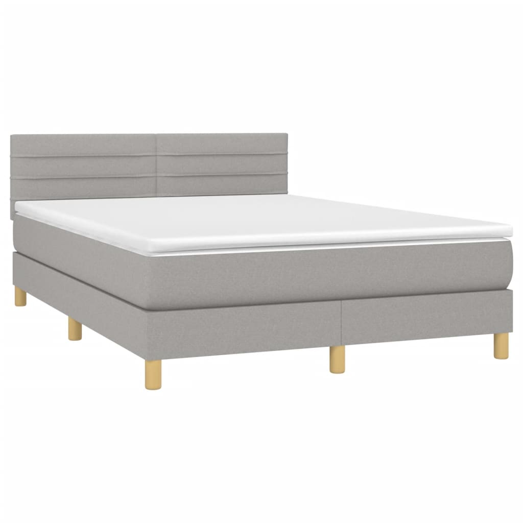 Sommier à lattes de lit avec matelas Gris clair 140x200cm Tissu - XIOS