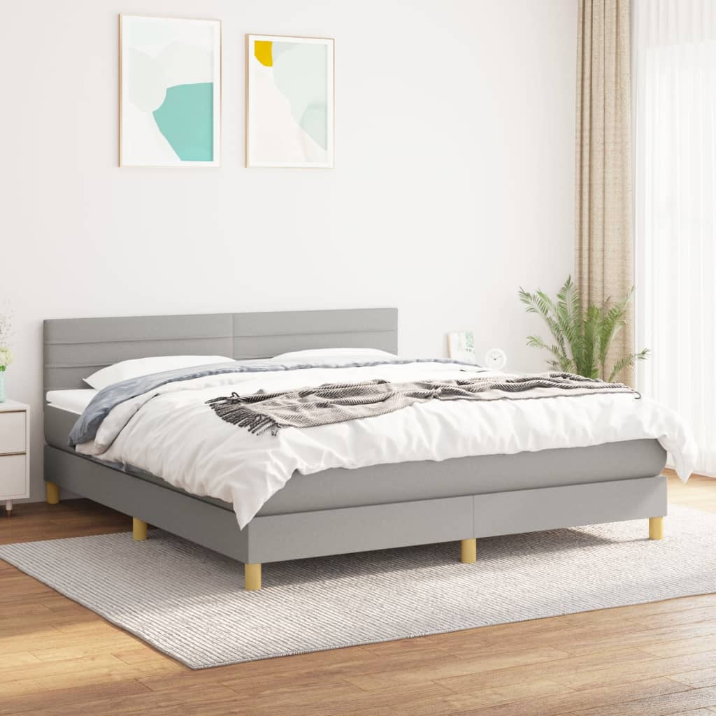 Sommier à lattes de lit avec matelas Gris clair 160x200cm Tissu - XIOS
