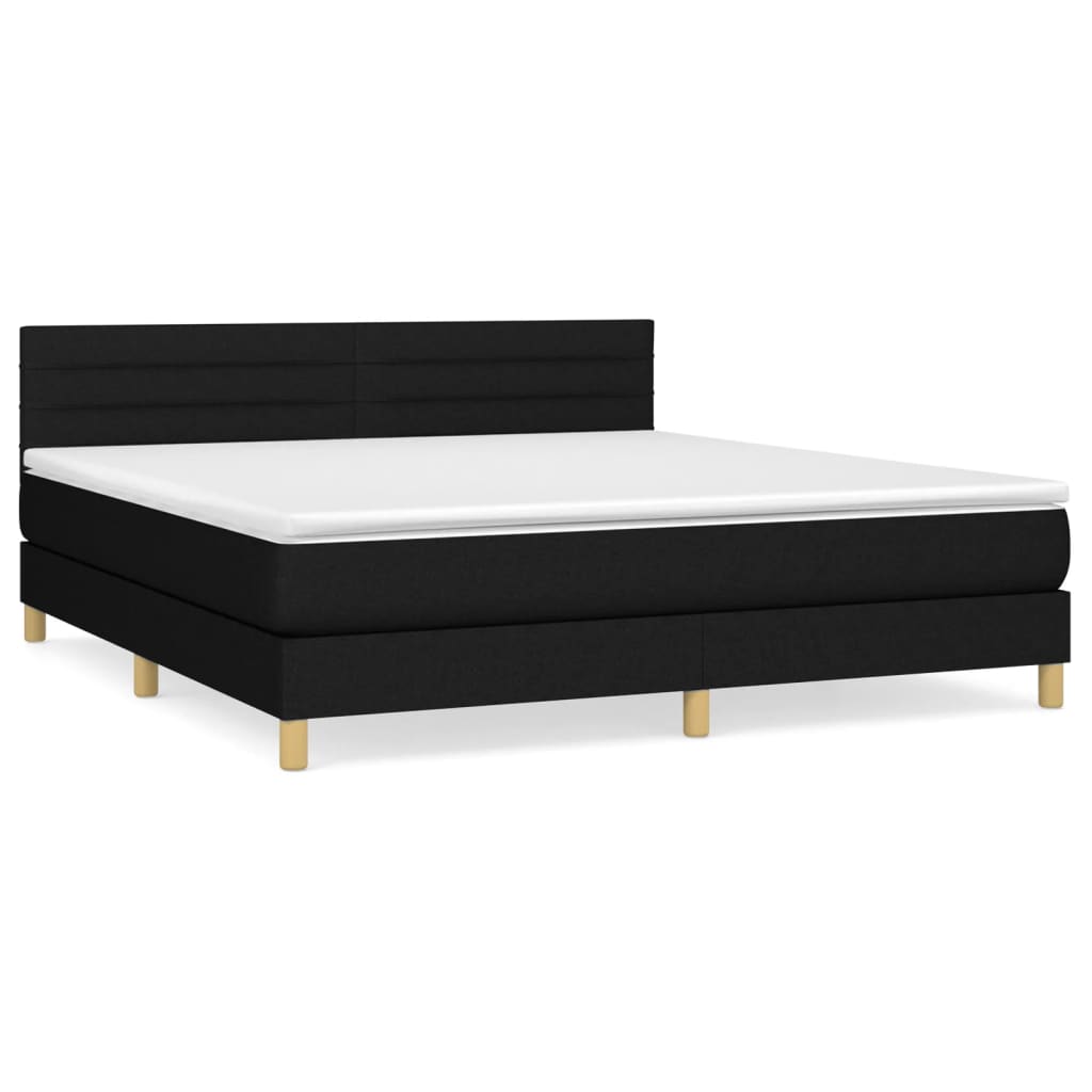 Sommier à lattes de lit avec matelas Noir 160x200 cm Tissu - XIOS