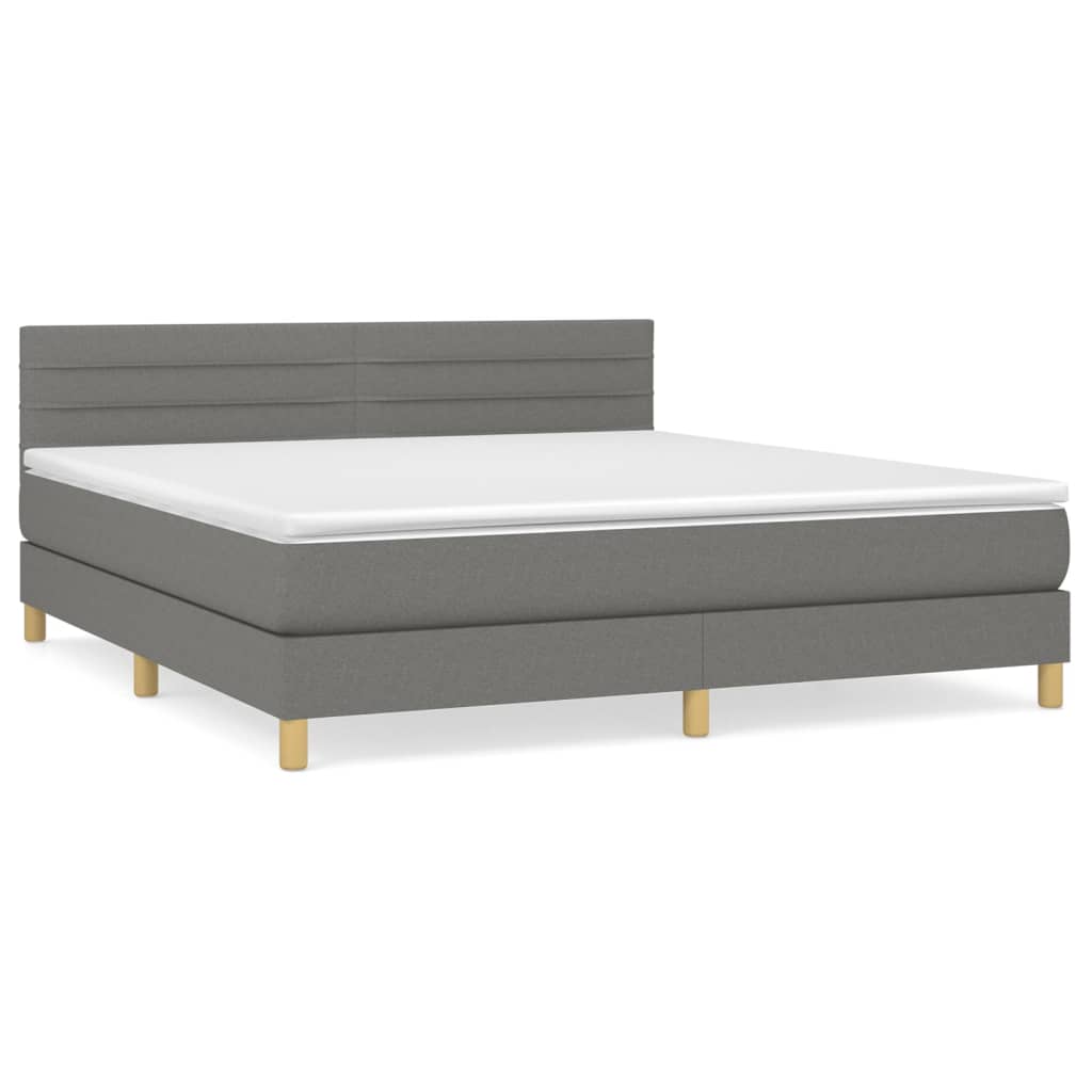 Sommier à lattes de lit avec matelas Gris foncé 180x200cm Tissu - XIOS