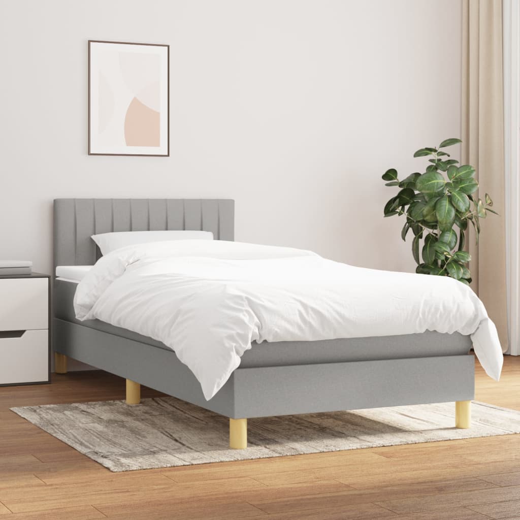 Sommier à lattes de lit et matelas Gris clair 90x190 cm Tissu - XIOS