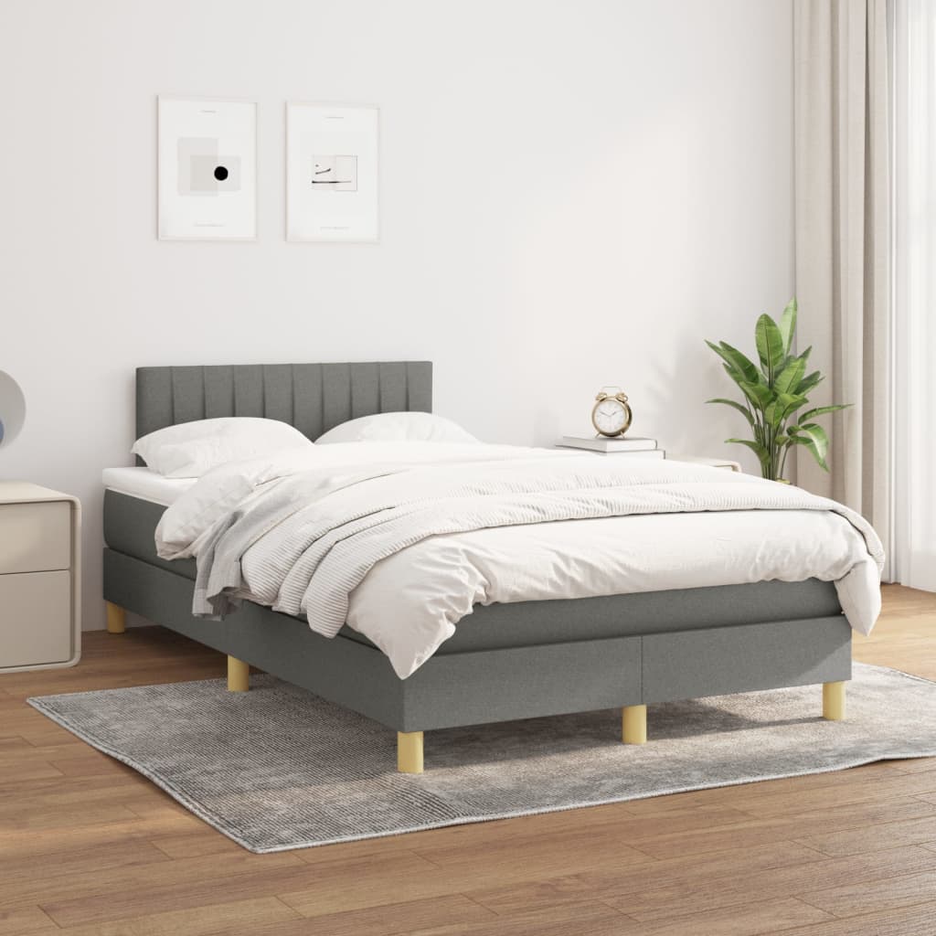 Sommier à lattes de lit avec matelas Gris foncé 120x200cm Tissu - XIOS