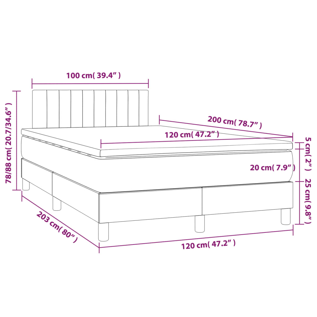 Sommier à lattes de lit avec matelas Crème 120x200 cm Tissu